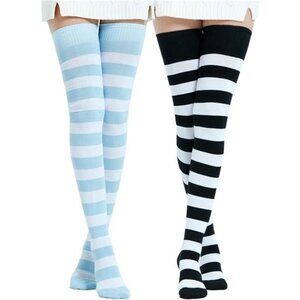 Extra Long Cotton Stripe Thigh High Socks Over the Knee High Socks